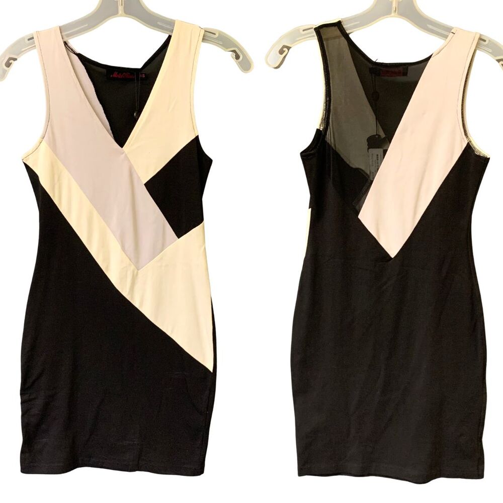 Motel Rocks Mini Dress Black and white with Mesh Size XS